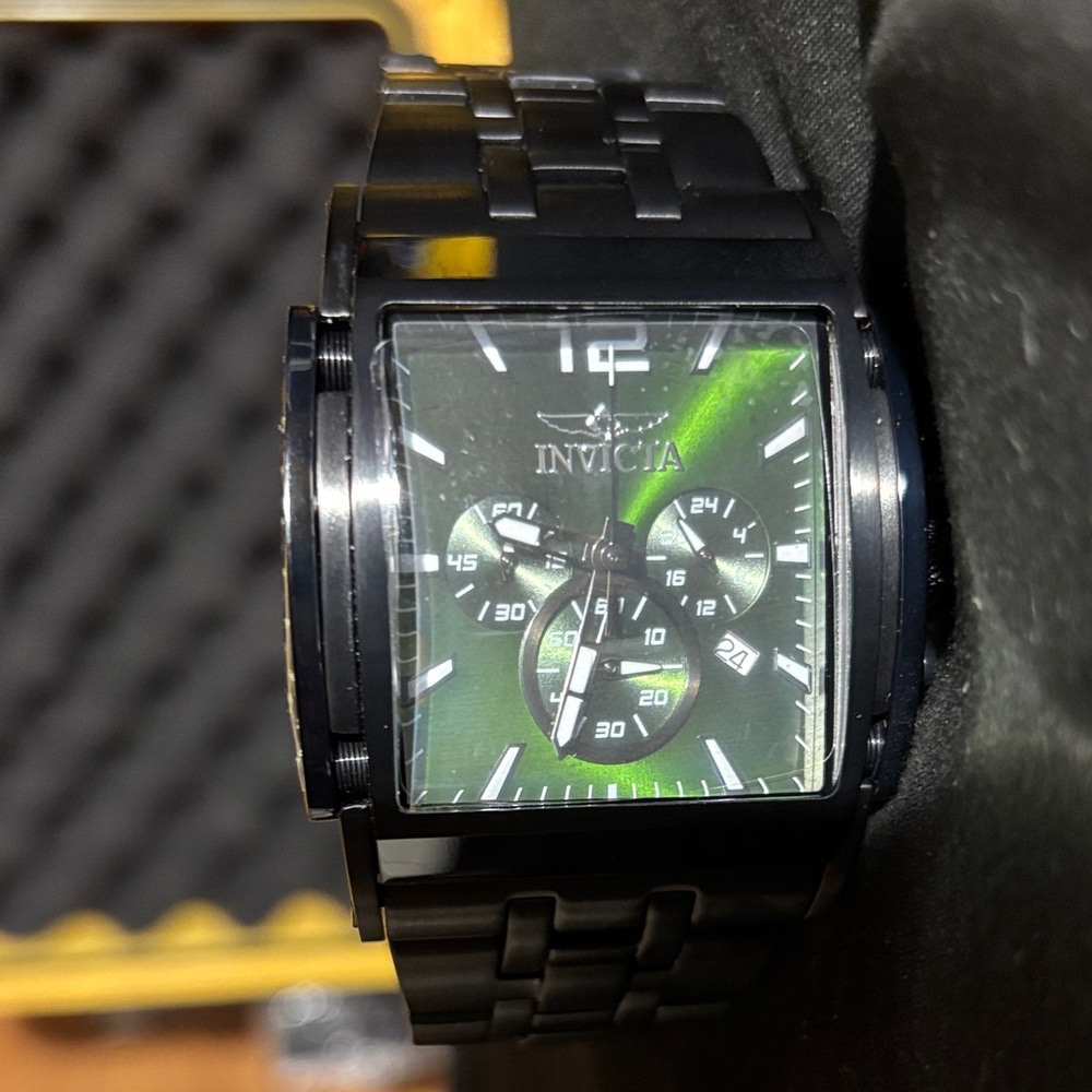 Invicta Men's Black Stainless Steel Watch with Green Dial